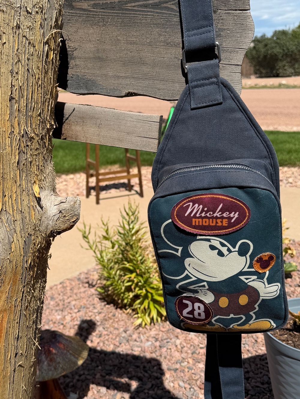 Disney Parks Mickey Mouse 28 Retro Sling Backpack Crossbody Bag